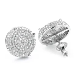 Pave Diamond Circle Earrings 0.36ct Sterling Silver