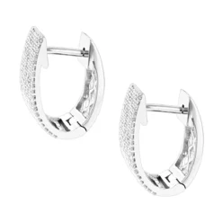 Pave Diamond Earrings For Women 14K White Gold 1 Carat Small Wide Hoops 11 Pave Diamond Earrings For Women 14K White Gold 1 Carat Small Wide Hoops -Outlet Radiant Bijou Store pave diamond earrings 14k 121ct p 42081 backwh