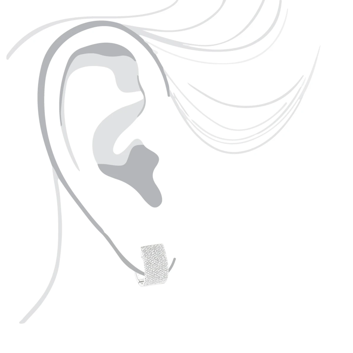 Pave Diamond Earrings For Women 14K White Gold 1 Carat Small Wide Hoops 7 Pave Diamond Earrings For Women 14K White Gold 1 Carat Small Wide Hoops - Image 5