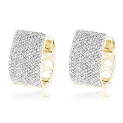 Pave Diamond Earrings For Women 14K White Gold 1 Carat Small Wide Hoops 9 Pave Diamond Earrings For Women 14K White Gold 1 Carat Small Wide Hoops -Outlet Radiant Bijou Store pave diamond earrings 14k 121ct p 42081 ye