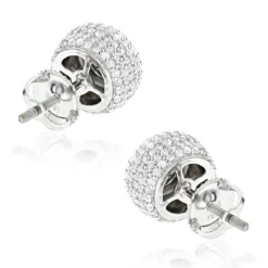 Pave Diamond Earrings 14K White Gold Studs 1.32ct -Outlet Radiant Bijou Store pave diamond earrings 14k 132ct p 41203 backwh