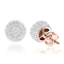 Pave Diamond Earrings 14K White Gold Studs 1.32ct -Outlet Radiant Bijou Store pave diamond earrings 14k 132ct p 41203 ro