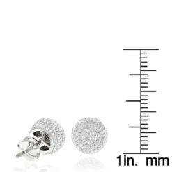 Pave Diamond Earrings 14K White Gold Studs 1.32ct -Outlet Radiant Bijou Store pave diamond earrings 14k 132ct p 41203 rulerwh