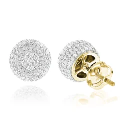 Pave Diamond Earrings 14K White Gold Studs 1.32ct -Outlet Radiant Bijou Store pave diamond earrings 14k 132ct p 41203 ye