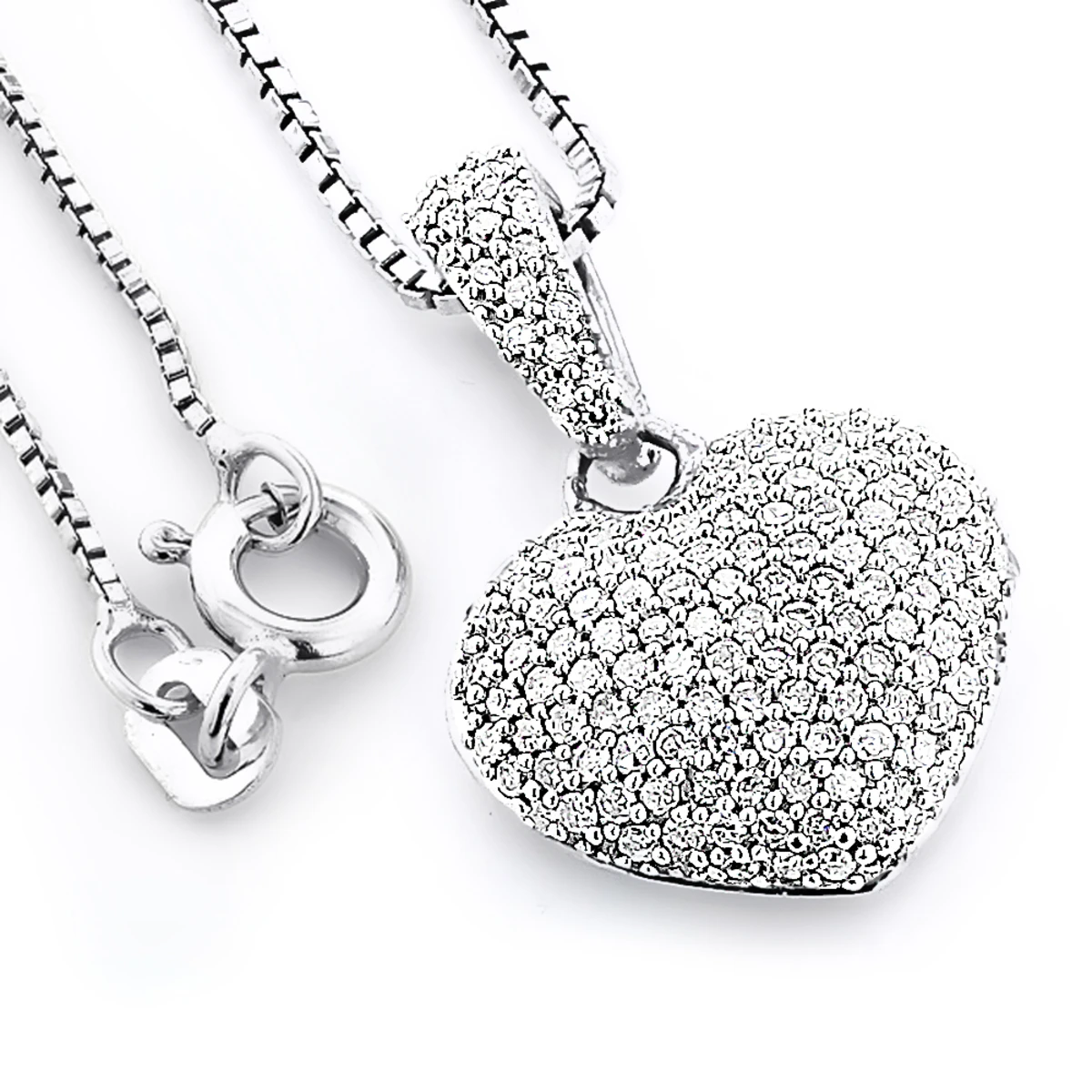 Pave Diamond Heart Pendant 0.48ct Sterling Silver 3 Pave Diamond Heart Pendant 0.48ct Sterling Silver