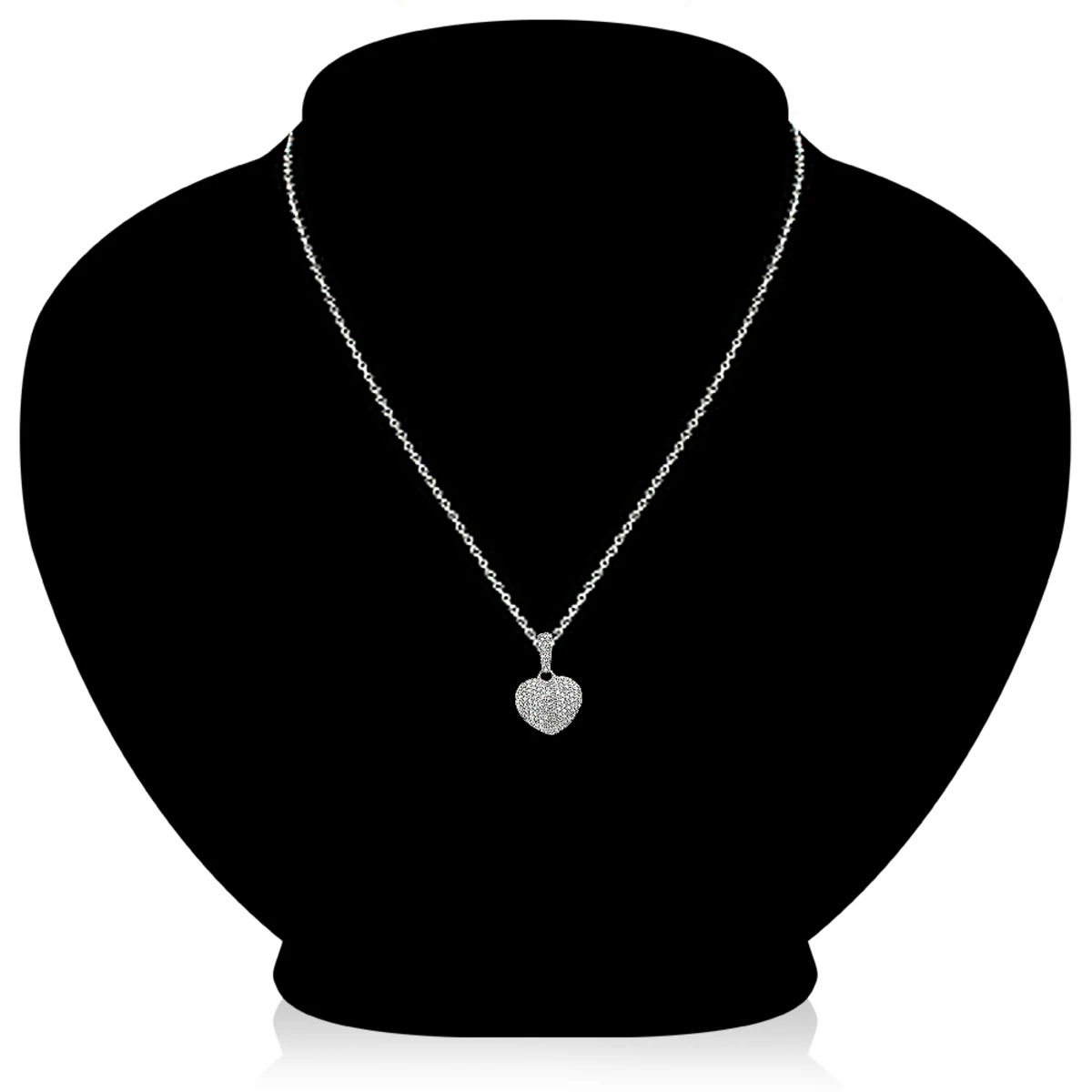 Pave Diamond Heart Pendant 0.48ct Sterling Silver 5 Pave Diamond Heart Pendant 0.48ct Sterling Silver - Image 3