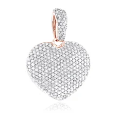 1 Carat Pave Diamond Heart Pendant 14K White Gold -Outlet Radiant Bijou Store pave diamond heart pendant 14k gold 113ct p 22303 ro