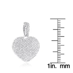 1 Carat Pave Diamond Heart Pendant 14K White Gold -Outlet Radiant Bijou Store pave diamond heart pendant 14k gold 113ct p 22303 rulerwh