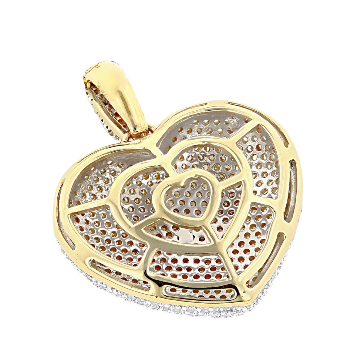 Pave Diamond Heart Pendant 14K Yellow Gold 2 Carats 6 Pave Diamond Heart Pendant 14K Yellow Gold 2 Carats - Image 4