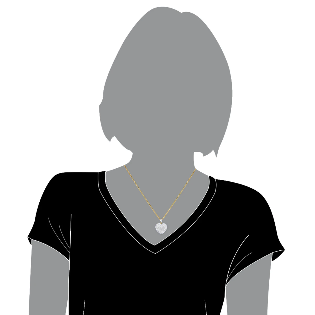 Pave Diamond Heart Pendant 14K Yellow Gold 2 Carats 7 Pave Diamond Heart Pendant 14K Yellow Gold 2 Carats - Image 5