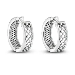 Pave Diamond Hoop Earrings 1.20ct 14K White Gold -Outlet Radiant Bijou Store pave diamond hoop earrings 120ct 14k gold p 49172 backwh