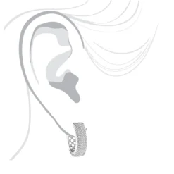 Pave Diamond Hoop Earrings 1.20ct 14K White Gold -Outlet Radiant Bijou Store pave diamond hoop earrings 120ct 14k gold p 49172 bodwh