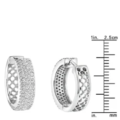 Pave Diamond Hoop Earrings 1.20ct 14K White Gold -Outlet Radiant Bijou Store pave diamond hoop earrings 120ct 14k gold p 49172 rulerwh