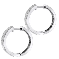 Pave Diamond Hoop Earrings 1.75ct 14K White Gold 11 Pave Diamond Hoop Earrings 1.75ct 14K White Gold -Outlet Radiant Bijou Store pave diamond hoop earrings 195ct 14k p 42950 backwh