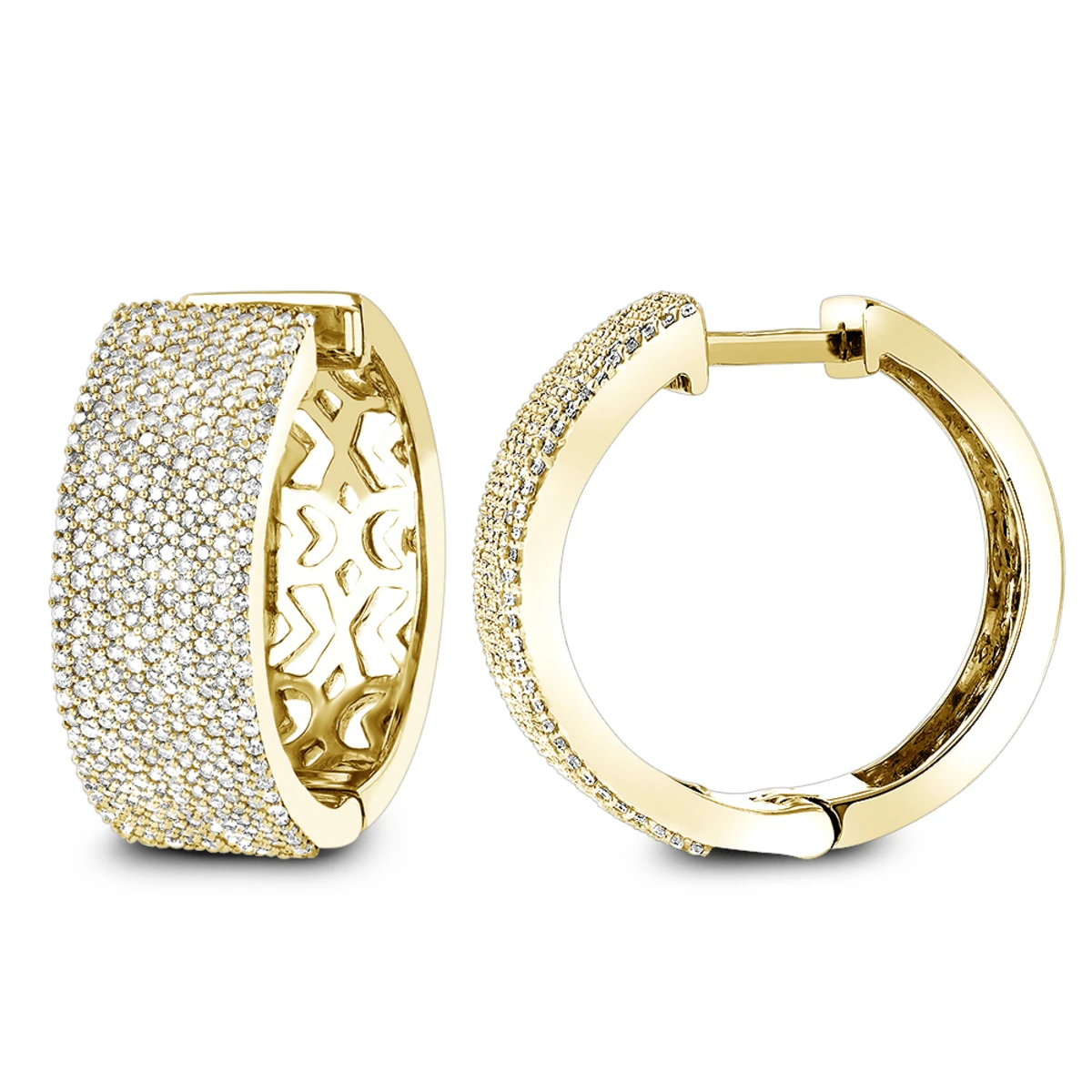 Pave Diamond Hoop Earrings 1.75ct 14K White Gold 4 Pave Diamond Hoop Earrings 1.75ct 14K White Gold - Image 2