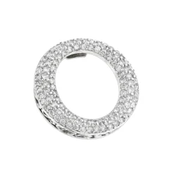 Pave 14K White Gold Diamond Circle Pendant 0.4ct