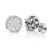 Pave Diamond Stud Earrings 0.9ct 14K White Gold -Outlet Radiant Bijou Store pave diamond stud earrings 09ct 14k gold 1