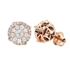 Pave Diamond Stud Earrings 0.9ct 14K White Gold -Outlet Radiant Bijou Store pave diamond stud earrings 09ct 14k gold ro