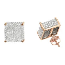 1 Carat Pave Diamond Stud Earrings 10K Yellow Gold Cube Shape 10 1 Carat Pave Diamond Stud Earrings 10K Yellow Gold Cube Shape -Outlet Radiant Bijou Store pave diamond stud earrings 10k 095ct p 43212 ro