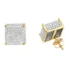 1 Carat Pave Diamond Stud Earrings 10K Yellow Gold Cube Shape -Outlet Radiant Bijou Store pave diamond stud earrings 10k 095ct p 43212 ye