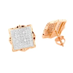 Pave Diamond Stud Earrings 1/2ct 14K Yellow Gold -Outlet Radiant Bijou Store pave diamond stud earrings 12ct 14k yellow or white gold rose