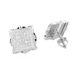 Pave Diamond Stud Earrings 1/2ct 14K Yellow Gold -Outlet Radiant Bijou Store pave diamond stud earrings 12ct 14k yellow or white gold white