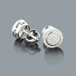 Pave Diamond Stud Earrings In Sterling Silver 0.26ct