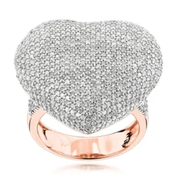 Pave Puffed Diamond Heart Ring 2.5ct 14K Yellow Gold -Outlet Radiant Bijou Store pave puffed diamond heart ring 295ct 14k p 42934 ro
