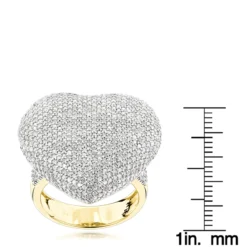 Pave Puffed Diamond Heart Ring 2.5ct 14K Yellow Gold -Outlet Radiant Bijou Store pave puffed diamond heart ring 295ct 14k p 42934 rulerye