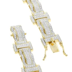 Pave Real Diamond Bracelet For Men 10K Yellow Gold 3.18ct 11 Pave Real Diamond Bracelet For Men 10K Yellow Gold 3.18ct -Outlet Radiant Bijou Store pave real diamond bracelet for men 10k gold 318ct backye