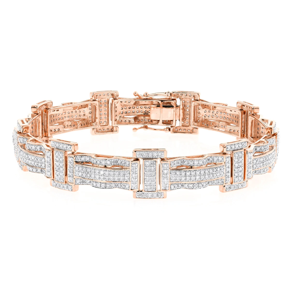 Pave Real Diamond Bracelet For Men 10K Yellow Gold 3.18ct 5 Pave Real Diamond Bracelet For Men 10K Yellow Gold 3.18ct - Image 3