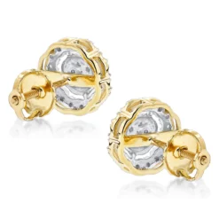 Pave Round Diamond Earrings 0.28ct 10K Yellow Gold -Outlet Radiant Bijou Store pave round diamond earrings 028ct 10k gold backye