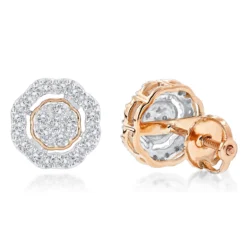 Pave Round Diamond Earrings 0.28ct 10K Yellow Gold -Outlet Radiant Bijou Store pave round diamond earrings 028ct 10k gold ro