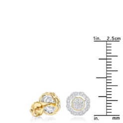 Pave Round Diamond Earrings 0.28ct 10K Yellow Gold -Outlet Radiant Bijou Store pave round diamond earrings 028ct 10k gold rulerye
