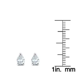Pear Shape Diamond Stud Earrings 3/4 Carat 14K White Gold 3 Prong Setting -Outlet Radiant Bijou Store pear shape diamond stud earrings 34 carat 14k gold 3 prong setting rulerwh