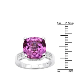 Pink Sapphire 0.55ct Diamond 14K White Gold Cocktail Ring For Women -Outlet Radiant Bijou Store pink sapphire diamond rings 14k gold cocktail ring 046ct p 49141 rulerwh