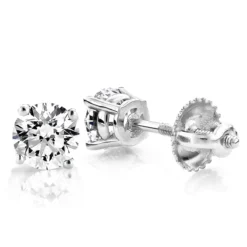 Platinum Diamond Stud Earrings With Round Diamonds 0.50ct