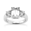 Thin Platinum Diamond Three Stones Engagement Ring 0.70ct 2.5mm