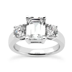 Thin Platinum Diamond Three Stones Engagement Ring 0.70ct 2.5mm