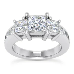 Thin Platinum Princess Cut Diamonds Engagement Ring 0.94ct 2.5mm