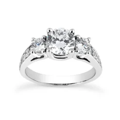 Thin Platinum Diamond Three Stones Engagement Ring 1.05ct 2.94mm