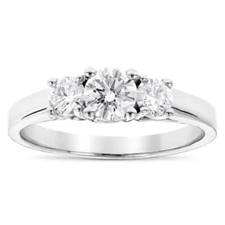 Ultra Thin Platinum Diamond Three Stones Engagement Ring 1ct
