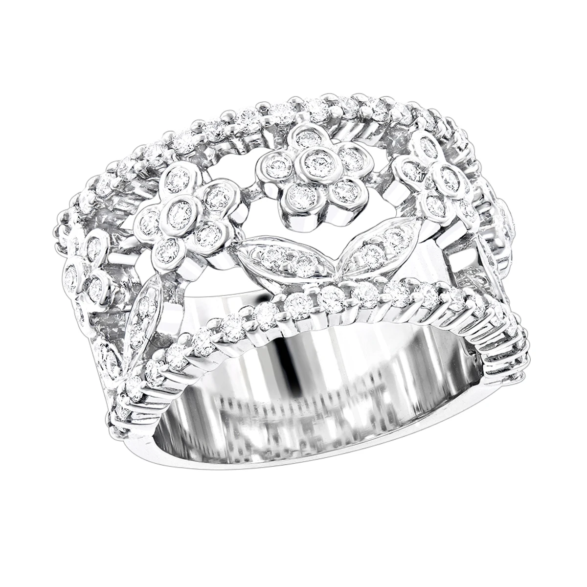 Platinum Round Diamond Ladies Ring 0.82ct 12.8mm 3 Platinum Round Diamond Ladies Ring 0.82ct 12.8mm