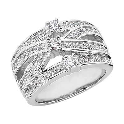 Platinum Round Diamond Ladies Ring 0.88ct 3 Platinum Round Diamond Ladies Ring 0.88ct