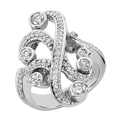 Platinum Round Diamond Right Hand Ladies Ring 0.71ct 3 Platinum Round Diamond Right Hand Ladies Ring 0.71ct