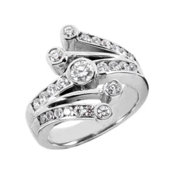 Platinum Round Diamond Right Hand Ladies Ring 0.75ct