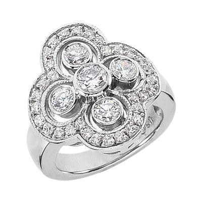 Platinum Round Diamond Right Hand Ladies Ring 1.33ct 3 Platinum Round Diamond Right Hand Ladies Ring 1.33ct