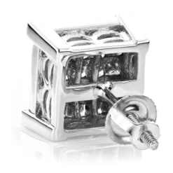 Princess Cut Diamond Earrings Studs 14K White Gold 1.38ct -Outlet Radiant Bijou Store princess cut diamond earrings 14k 138ct p 45691 backwh