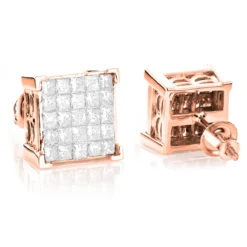Princess Cut Diamond Earrings Studs 14K White Gold 1.38ct -Outlet Radiant Bijou Store princess cut diamond earrings 14k 138ct p 45691 ro