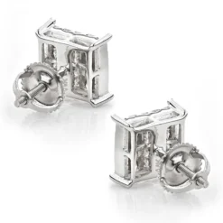 Princess Cut Diamond Earrings Studs Invisible Setting 1.15 -Outlet Radiant Bijou Store princess cut diamond earrings invisible setting 115 p 38040 backwh